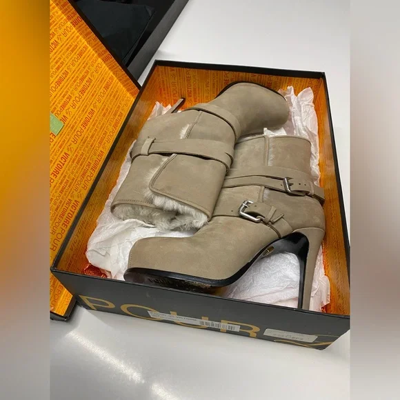 Pour La Victoire Lizzie Boots Grey Taupe Fur 8 - Picture 9 of 11